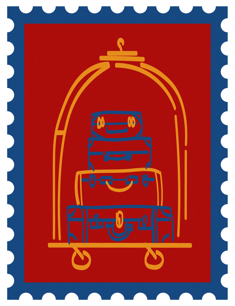 Hotel Lobby Stamp Illustration