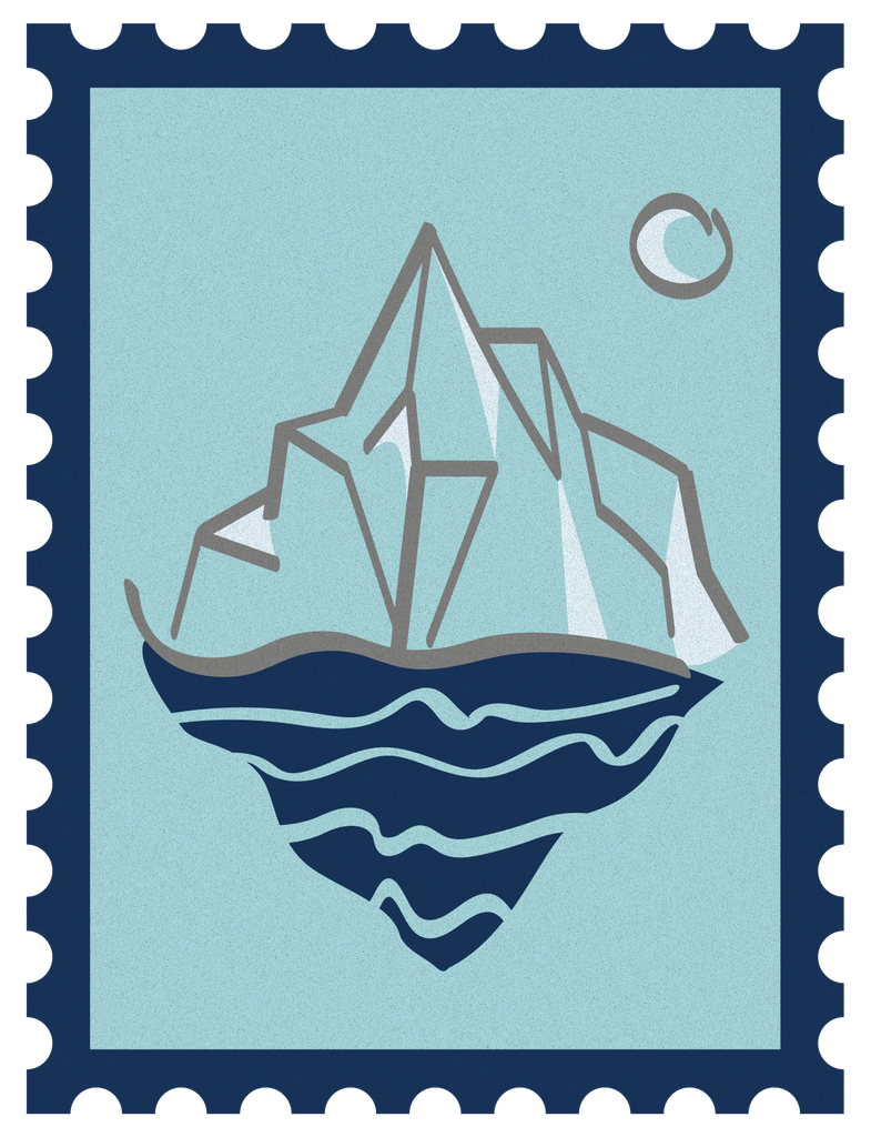 Icy Peaks Stamp Illustration