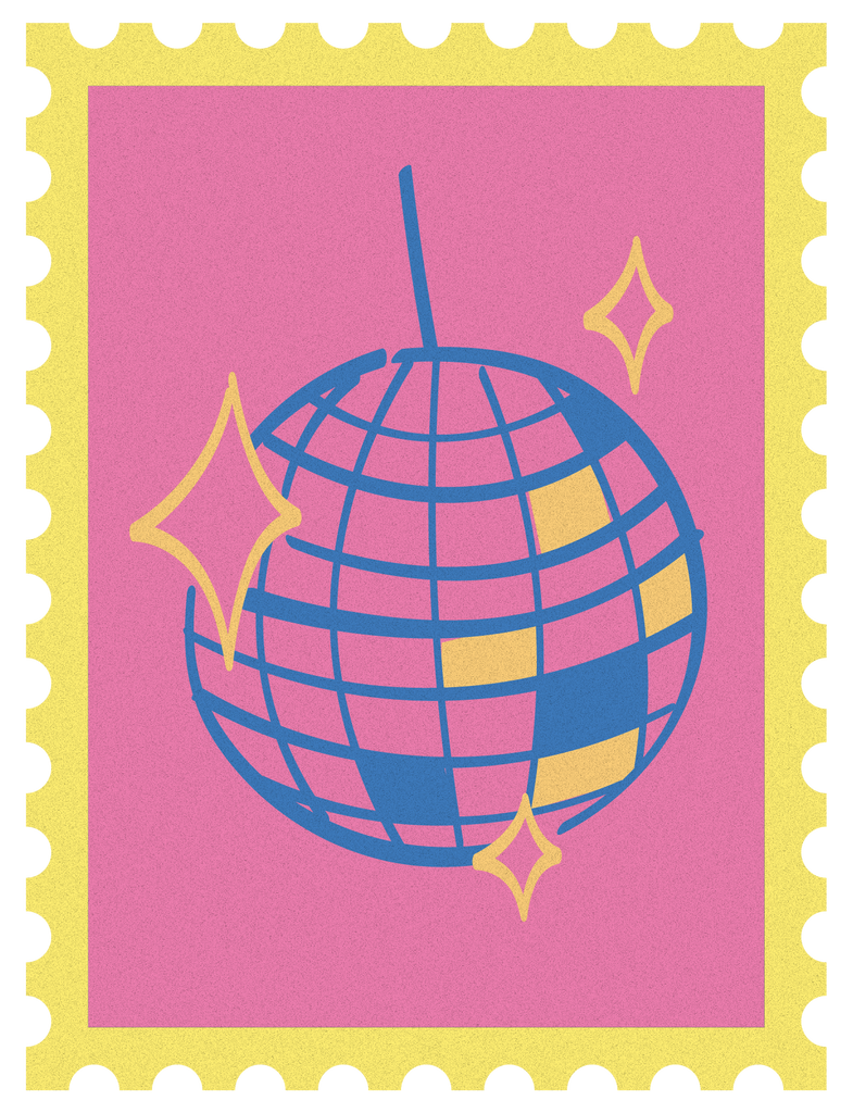 Rooftop Disco Stamp Illustration