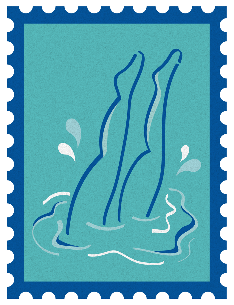 Secluded Lagoon Stamp Illustration