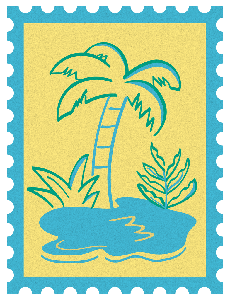 Secret Oasis Stamp Illustration