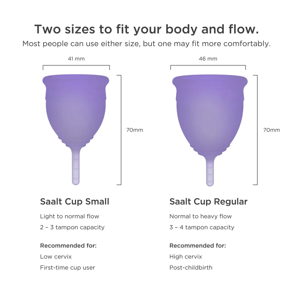 Saalt Soft Menstrual Cup Sizes