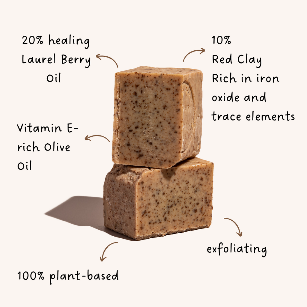 Organic Aleppo Soap Red Clay features