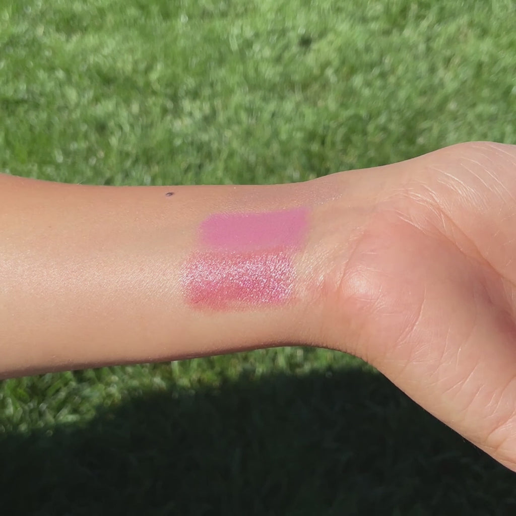 applying Cotton Candy Skies Lip-to-Lid Balmies on arm