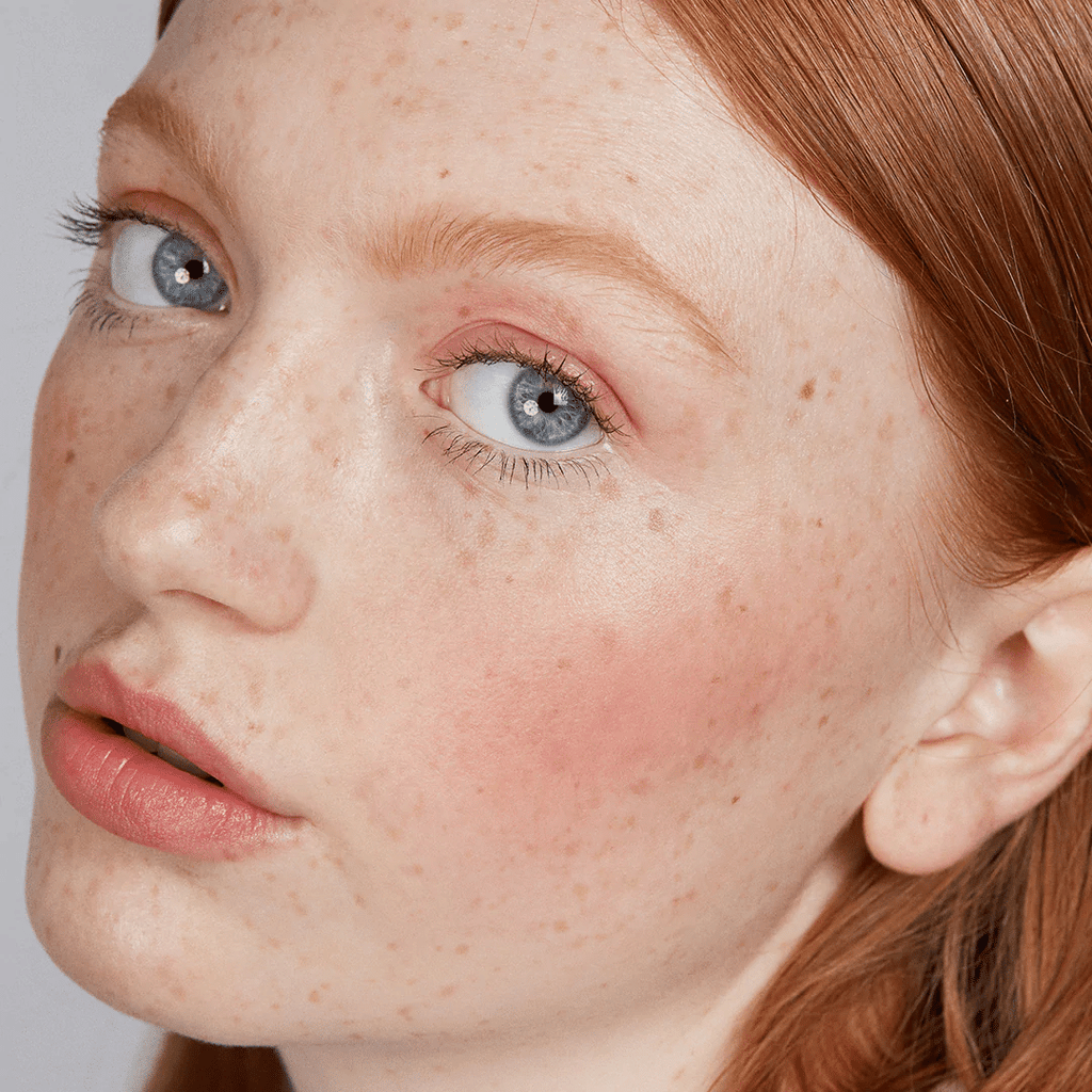 woman with fair skin tone wearing Golden Hour Lip-to-Lid Balmies