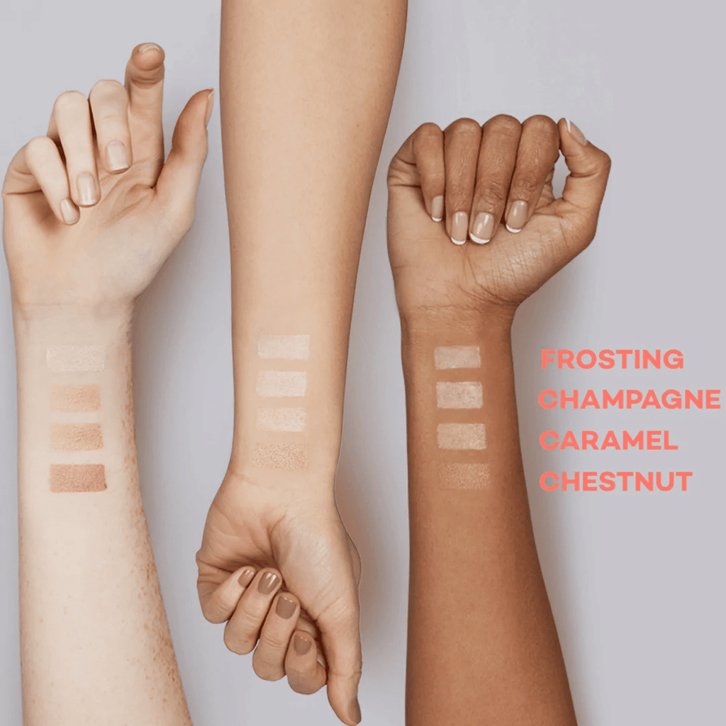 various variants of Axiology balmies on different skin tones