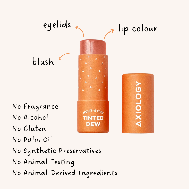 features of  Radiance - Sheer Coral Tinted Dew Multi-stick zero waste beauty products