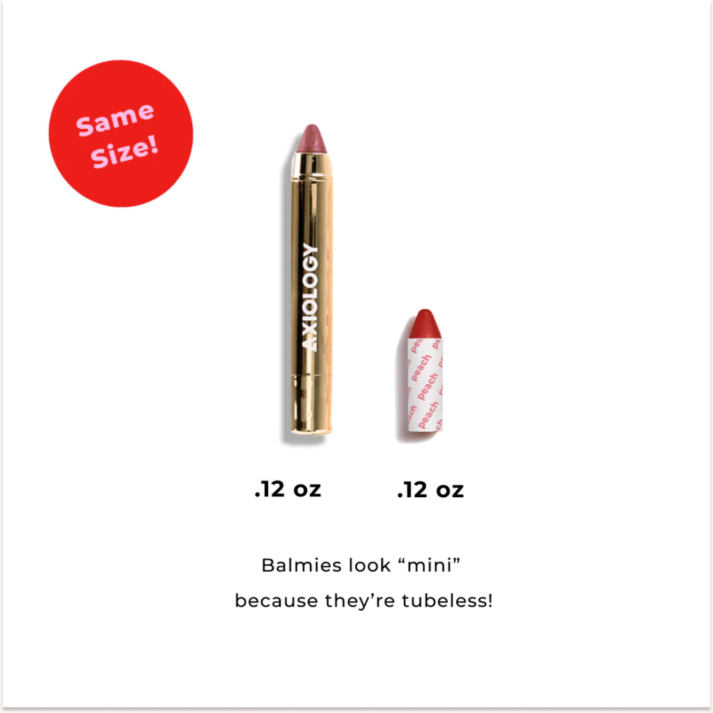 Cinnamon Lip-to-Lid Balmie size comparison