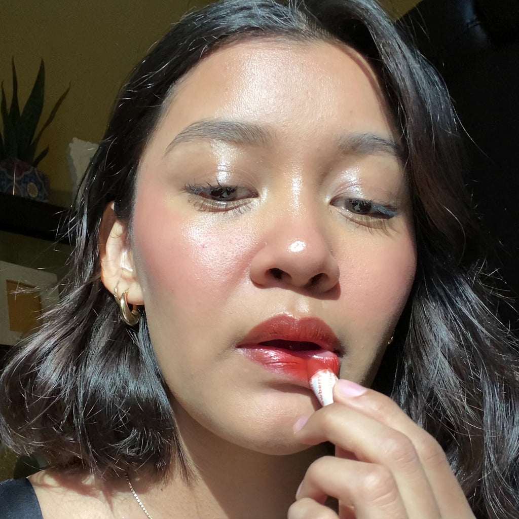 Strawberry Lip-to-Lid Balmie application